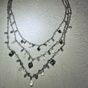 White House Black Market Silver Crystal Necklace